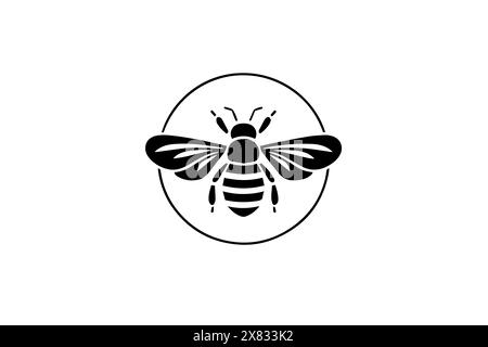Bee Simple Icon: Vektor-Logo Der Marke Bio-Honig. Stock Vektor