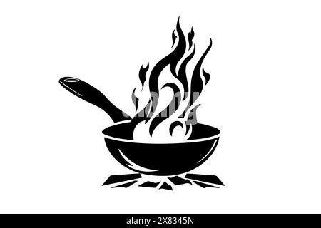 Vektor-Pan-Symbol: Vintage Küchengeschirr Logo-Illustration für Gourmet-Kochen. Stock Vektor
