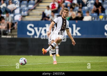 Haderslev, Dänemark. Mai 2024. Ben Schlicke (15) wurde während eines Fußballspiels zwischen Dänemark U19 und Deutschland U19 im Sydbank Park in Haderslev gesehen. (Foto: Gonzales Photo/Alamy Live News Stockfoto