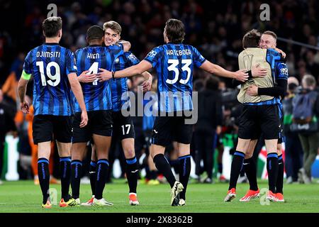 Dublin, Republik Irland. Mai 2024. Atalanta-Spieler feiern den Sieg am Ende des Europa-League-Endspiels 2023/2024 zwischen Atalanta BC und Bayer Leverkusen im Dublin Arena Stadion (Republik Irland) am 22. Mai 2024. Quelle: Insidefoto di andrea staccioli/Alamy Live News Stockfoto