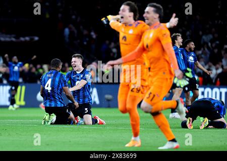 Dublin, Republik Irland. Mai 2024. Atalanta-Spieler feiern den Sieg am Ende des Europa-League-Endspiels 2023/2024 zwischen Atalanta BC und Bayer Leverkusen im Dublin Arena Stadion (Republik Irland) am 22. Mai 2024. Quelle: Insidefoto di andrea staccioli/Alamy Live News Stockfoto