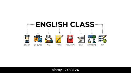 Englische Klasse Banner Web Symbol Vektor Illustration Konzept Stock Vektor