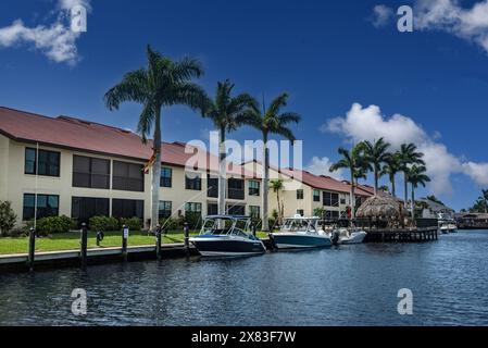 Kanäle und Häuser in Cape Coral, Florida, USA Stockfoto