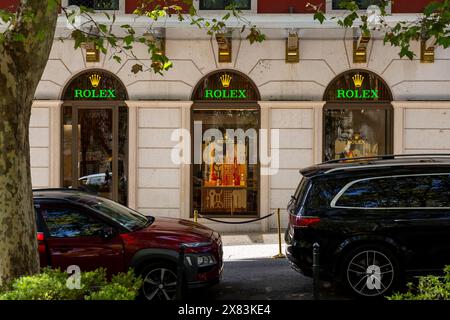 Lisboa, Portugal - 18.09.2023: Rolex-Geschäft in der Liberty Avenue (Avenida da Liberdade) im Stadtzentrum von Lissabon, Portugal. Stockfoto