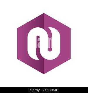 Buchstaben-N-Symbole kombiniert mit violettem Hexagon, Vektor-Illustration Design Stock Vektor