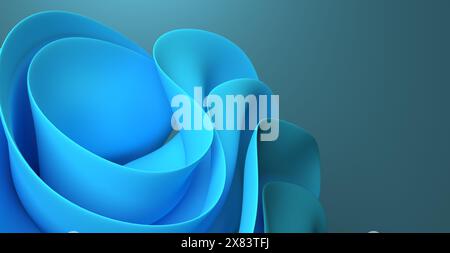 Abstrakter 3D-Hintergrund hellblaue wellenförmige 3D-Darstellung Stockfoto