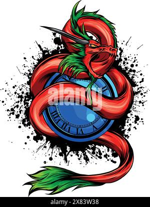 Zeichnung eines bunten Drachen-Vektordesigns Stock Vektor