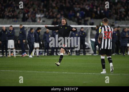 MELBOURNE, AUSTRALIEN. Mai 2024. Im Bild: Der Verteidiger Dan Burn (33) von Newcastle United läuft auf das Feld, um Newcastle's Sieg über Tottenham während der Global Football Week zu feiern. Quelle: Karl Phillipson/Alamy Live News Stockfoto