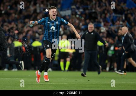 Dublin, Irlande. Mai 2024. Emil Holm aus Atalanta feiert den Sieg nach dem Fußballfinalspiel der UEFA Europa League zwischen Atalanta BC und Bayer Leverkusen am 22. Mai 2024 im Aviva-Stadion in Dublin, Irland - Foto Jean Catuffe/DPPI Credit: DPPI Media/Alamy Live News Stockfoto