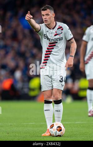 Dublin, Republik Irland. Mai 2024. Granit Xhaka aus Leverkusen beim UEFA Europa League Finale 2024 zwischen Atalanta BC und Bayer 04 Leverkusen in der Dublin Arena am 22. Mai 2024 (Foto: Andrew SURMA/ Credit: SIPA USA/Alamy Live News Stockfoto
