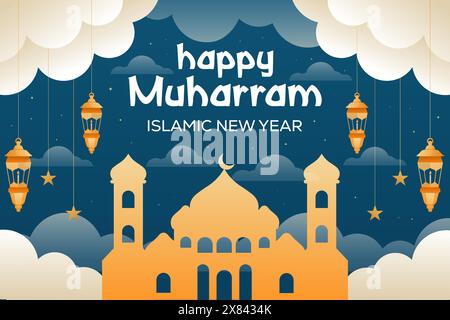 Gradient muharram islamisches Neujahr Hintergrund Illustration Stock Vektor