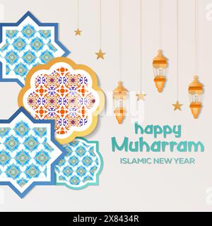 Happy muharram islamisches Neujahrsillustrationsdesign Stock Vektor