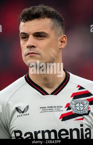 Dublin, Republik Irland. Mai 2024. Granit Xhaka aus Leverkusen beim UEFA Europa League Finale 2024 zwischen Atalanta BC und Bayer 04 Leverkusen in der Dublin Arena am 22. Mai 2024 (Foto: Andrew SURMA/ Credit: SIPA USA/Alamy Live News Stockfoto