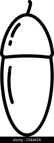 Stilisierte Umrisse gezeichnet Acorn Fruit Logo Icon Aufkleber Karten oder Web, Promo Design Konzept isoliert isoliert isolieren EPS Vektor Poster, Banner, Broschüren, Zeiger, Preisschild, Design-Idee für Etiketten oder Werbung Stock Vektor