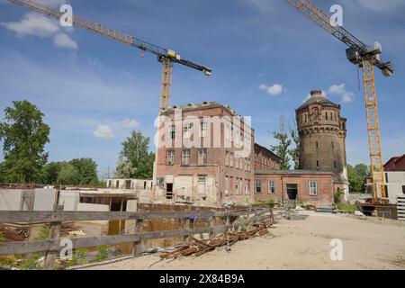 Bauarbeiten für neue Wohnungen, Pulverturm, ehemalige Pulverfabrik, kleine Eiswerderstraße, Haselhorst, Spandau, Berlin, Deutschland Stockfoto