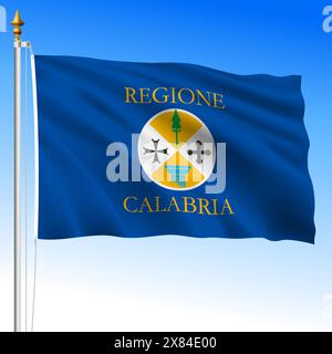 Kalabrien, wehende Flagge der Region, Region Kalabrien, italienische Republik, Vektorillustration Stock Vektor