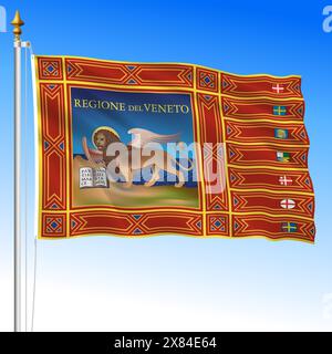 Veneto, offizielle schwenkende Regionalflagge, Region Veneto, Italien, Vektorillustration Stock Vektor