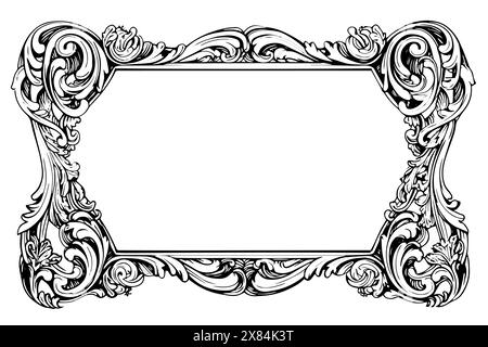 Königlicher Vintage-Spiegel mit Gravur für dekoratives Design. Handgezeichneter Vektor. Stock Vektor