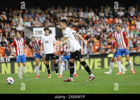 Pepelu vom Valencia CF-Team feiert, nachdem er ein Tor erzielt hat Stockfoto