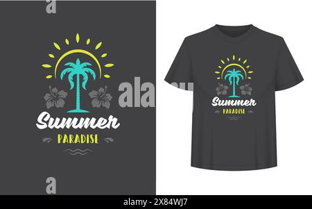 Sommerzitat oder Spruch kann für T-Shirt, Becher, Grußkarte, Fotoüberzüge, Dekordrucke und Poster verwendet werden. Sommerparadies Botschaft, Vektor-Illustration Stock Vektor