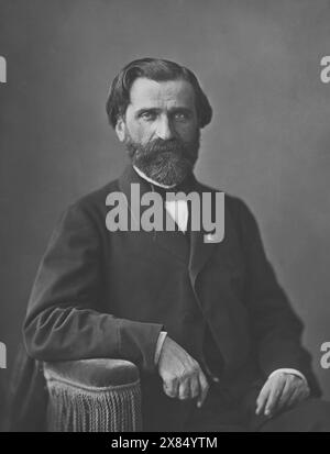 Giuseppe Verdi. c. 1865 (negativ); ca. 1900-1930 (Druck). Von Nadar. Gedruckt von Paul Nadar. Hergestellt in Paris, Frankreich. Medium: Gelatinedruck. Stockfoto