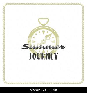 Sommerferien Typografie inspirierendes Zitat Design für Poster oder Kleidung Vektor Illustration. Mitteilung über die Sommerreise. Handgezeichneter Kompass silh Stock Vektor
