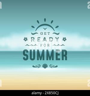 Sommerferien Etikett oder Abzeichen Typografie Schriftzug Design für Poster oder Grußkarte Vektor Illustration. Sonnensymbol. Stock Vektor