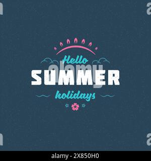 Sommerferien Etikett oder Abzeichen Typografie Schriftzug Design für Poster oder Grußkarte Vektor Illustration. Sonnensymbol. Stock Vektor