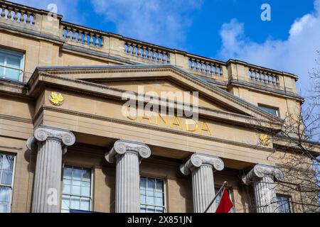 Canada House am Trafalgar Square in London, Großbritannien. Das Gebäude dient als High Commission of Canada im Vereinigten Königreich. Stockfoto