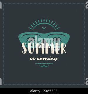 Sommerferien Typografie inspirierendes Zitat Design für Poster oder Kleidung Vektor Illustration. Sommer steht bevor. Handgezeichnete Sonnenbrille Stock Vektor