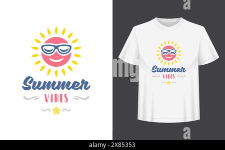 Sommerzitat oder Spruch kann für T-Shirt, Becher, Grußkarte, Fotoüberzüge, Dekordrucke und Poster verwendet werden. Sommer-Vibes-Botschaft, Vektor-Illustration Stock Vektor