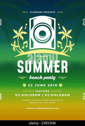 Poster oder Flyer im Retro-Design für Sommerpartys. Typografie für Nachtclub-Events. Vektorabbildung. Stock Vektor