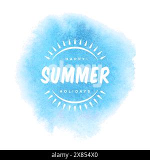 Sommerferien Etikett oder Abzeichen Typografie Schriftzug Design für Poster oder Grußkarte Vektor Illustration. Sonnensymbol. Stock Vektor