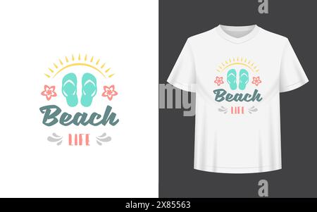 Sommerzitat oder Spruch kann für T-Shirt, Becher, Grußkarte, Fotoüberzüge, Dekordrucke und Poster verwendet werden. Strandleben Nachricht, Vektorillustration. Stock Vektor