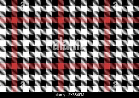 Schwarz-rot-weiß kariertes Muster. Vektor Mode Textildruck Design. Nahtloses Karomuster. Klassischer Stil mit Schottenkaromuster im Hintergrund. Stock Vektor