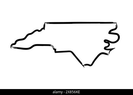 North Carolina Map Contractskizze. Isolierte Vektorgrafiken handgezeichnete Karte des US-Bundesstaates. Stock Vektor