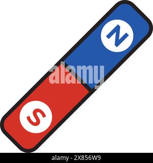 Symbol für Balkenmagnet. n-Pol- und s-Pol-Magnete. Vektor. Stock Vektor
