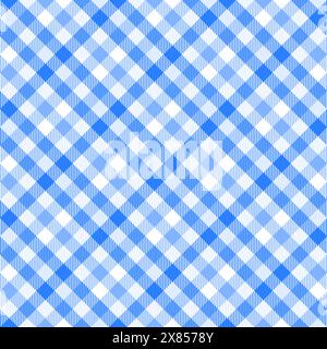 Blaues weißes Karomuster. Nahtlose Vektor-Gingham-Textur. Tischdecke, Decke, Küchentuch oder lässiges Modeschmuck. Karierter Hintergrund. Stock Vektor
