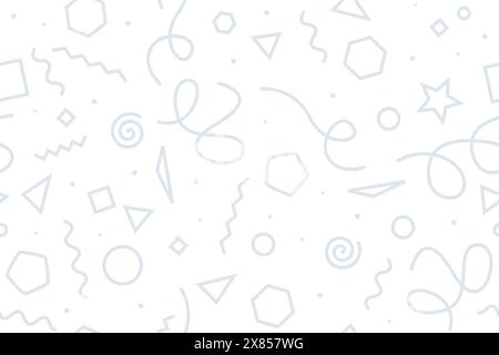 Dynamisches geometrisches Muster in Grau. Die Linie ist von der Mode der 90er Jahre und dem funkigen Design der 80er Jahre inspiriert. Vektorhintergrund. Stock Vektor