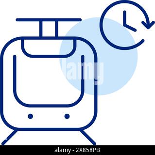 Straßenbahn und Uhr. Öffentliches Nahverkehrssystem. Symbol für Pixelperfekte, bearbeitbare Kontur Stock Vektor