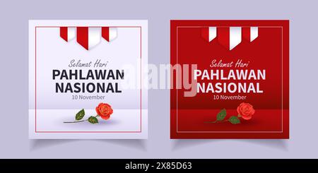 hari pahlawan nasional oder indonesien National Heroes Day Social Media Square Banner Stock Vektor