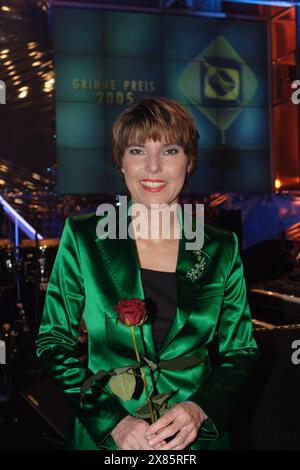 Grimme Preis Verleihung 2005, hier Moderatorin Bettina Böttinger in Marl, Deutschland 2005. Stockfoto