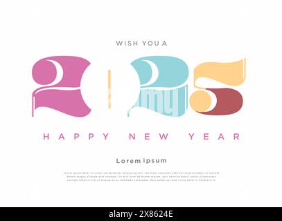Die Schönheit des Neujahrsdesigns 2025. Klassisches Zahlendesign mit einem Hauch von klaren und einfachen Farben. Hochwertiges Design für Kalenderdesign. Stock Vektor