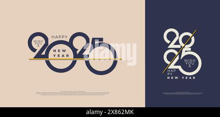 Frohes Neues Jahr 2025. Hochwertiges Vektordesign mit einfachen und flachen Zahlen. Ein Konzept voller Bedeutung. Design für Kalender, Poster und Karte. Stock Vektor