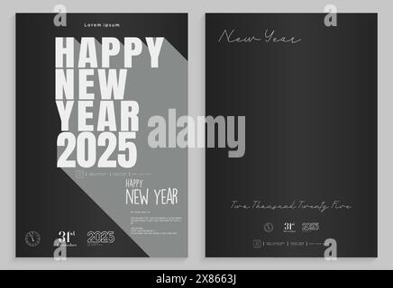 3D Happy New Year 2025 Poster Design. Premium-Vektor-Hintergrund, für Poster, Vorlagen, Grußkarten, Kalender und Feiern zum neuen Jahr 2025. Stock Vektor