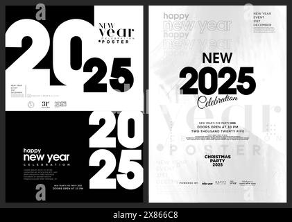 „Happy New Year 2025“-Poster-Design. Einfaches Posterdesign. Vorlage für das neue Jahr 2025 mit. Premium Vector 2025 Design für Kalender, Poster und Grußkarten. Stock Vektor