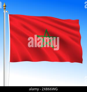 Marokko, offizielle nationale Flagge, afrikanisches Land, Vektor-Illustration Stock Vektor