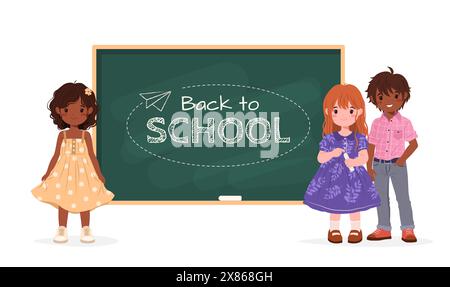 Gruppe von Schul- oder Vorschulkindern. Zurück zur Schule. Stock Vektor