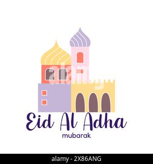 Eid al adha mubarak Schriftzug, Eid mubarak Illustration Stock Vektor