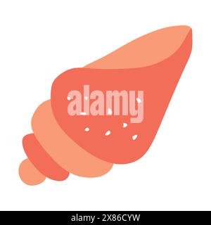 Rote Meeresschale auf weißem Hintergrund. Isolierte Illustration des flachen Vektors. Ocean Underwater Life Concept, Cartoon Design Art Tropical und Urlaubskonzept. Stock Vektor